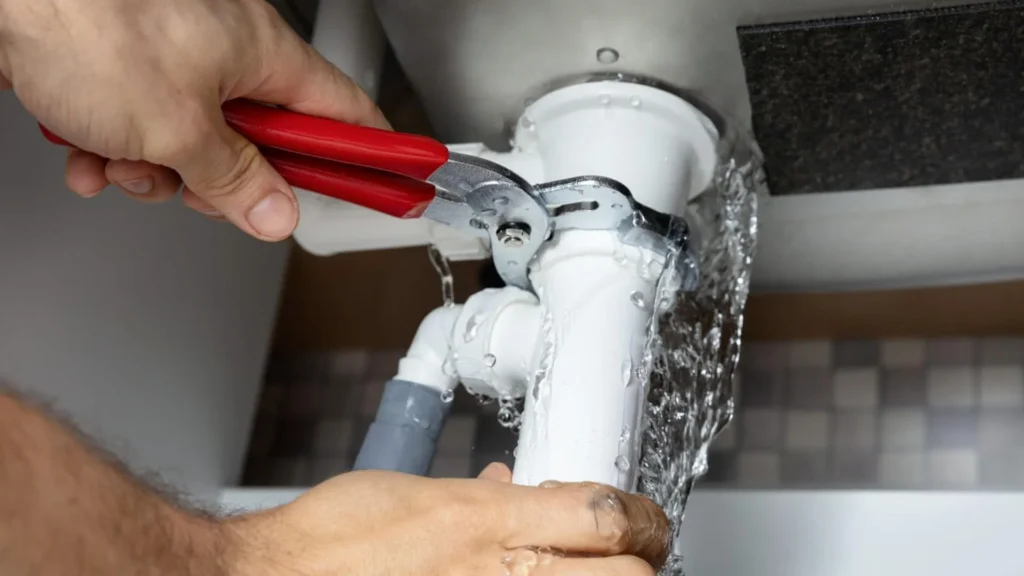 Burst pipe repair Dubai: handyman repairing a burst pipe